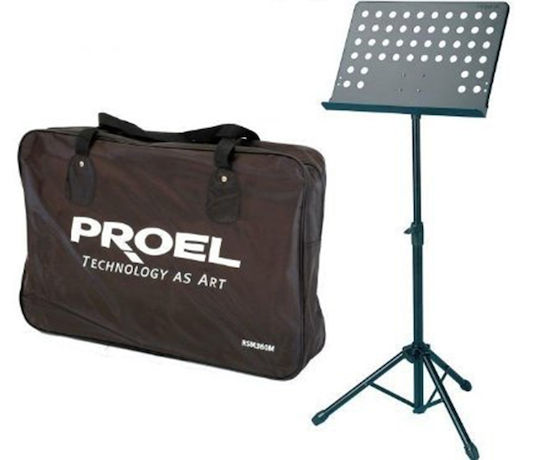 Proel RSM-360M Pupitru Orchestrei Înălțime 65-105cm Negru cu Geantă de transport