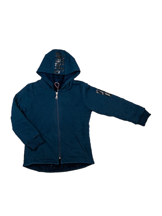 Παιδική Ζακέτα Φούτερ με Κουκούλα Navy Μπλε Super Sports