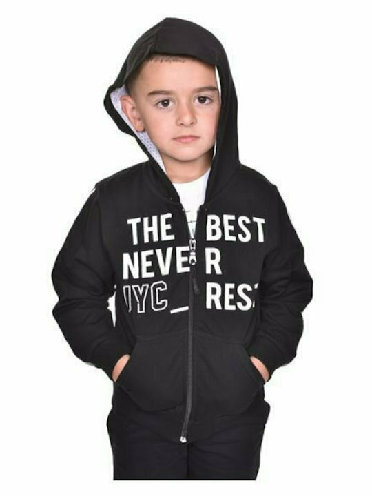 Joyce Boys Hooded Sweatshirt with Zipper Black