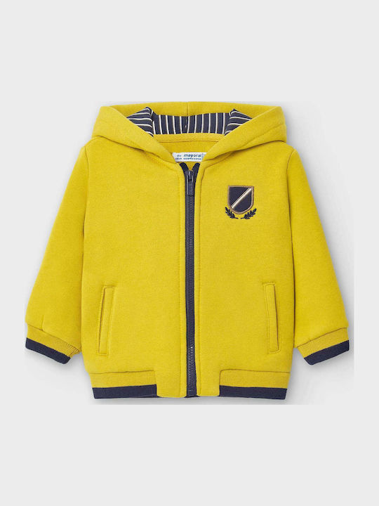Kids Sweatshirt Cardigan Cotton with Hood Yellow