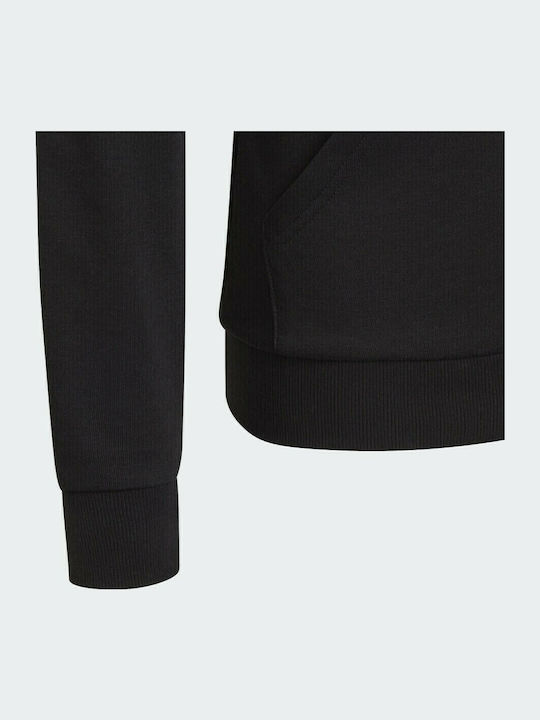 Athletic Kids Sweatshirt Cardigan Cotton with Hood Black Essentials