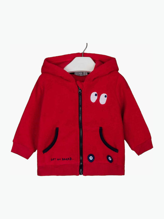 Παιδική Ζακέτα Fleece με Κουκούλα Κόκκινη