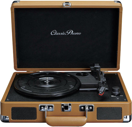 Lenco TT-10 TT10 Suitcase Turntables with Preamp and Built-in Speakers Brown