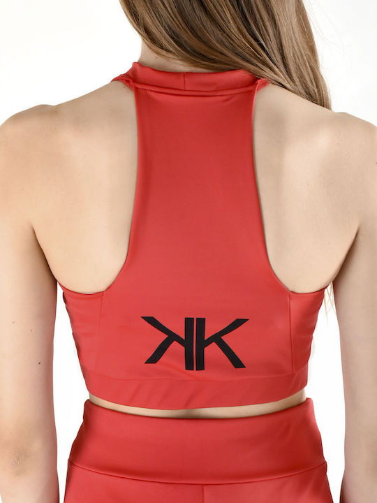 Kendall + Kylie Damen Sportliches Crop Top Ärmellos Magenta