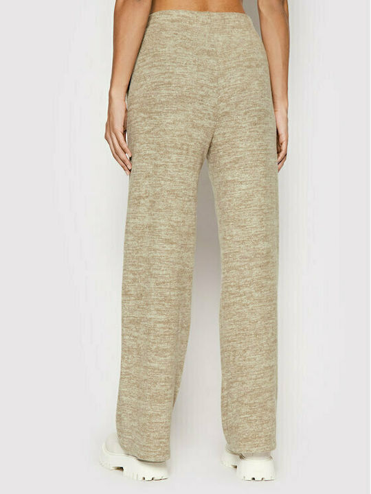 Vero Moda Women's High-waisted Fabric Trousers in Loose Fit Beige