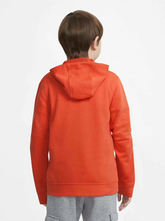 Athletic Kids Sweatshirt Cardigan Cotton with Hood Orange Sportswear Club