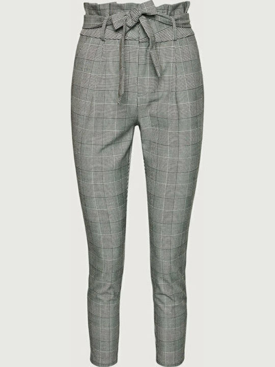 Дамско Текстил Панталон Каре Сив