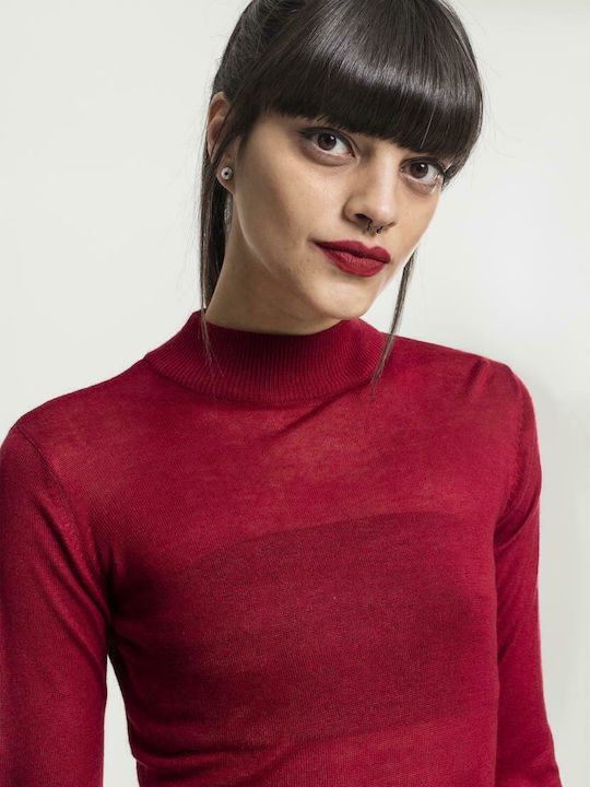 Γυναικείο Μπλουζοφόρεμα Μακρυμάνικο Burgundy