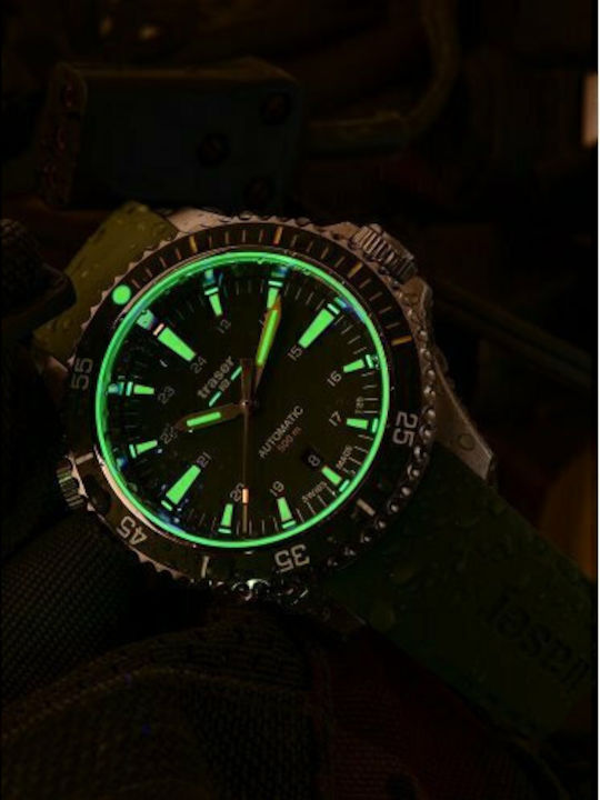 Traser P67 Herrenuhr 46mm Automatisch mit Grün Kautschukarmband
