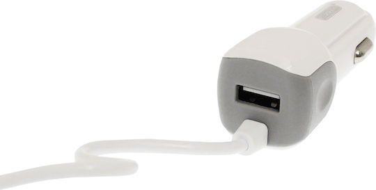 Ezra CR11 Auto-Ladegerät 2.4A mit einem Anschluss: 1xUSB mit Kabel Blitzschlag / Mikro-USB / Typ-C,TC-TC Weiß Farbe