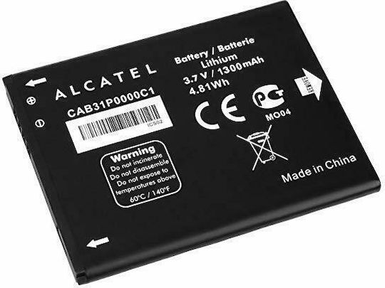 Alcatel CAB31P0000C1 Μπαταρία Αντικατάστασης 1300mAh για OT 990/ OT 908/ OT 4007/ OT 4007D One Touch Pixi/ OT 4033/ 4033D Pop C3