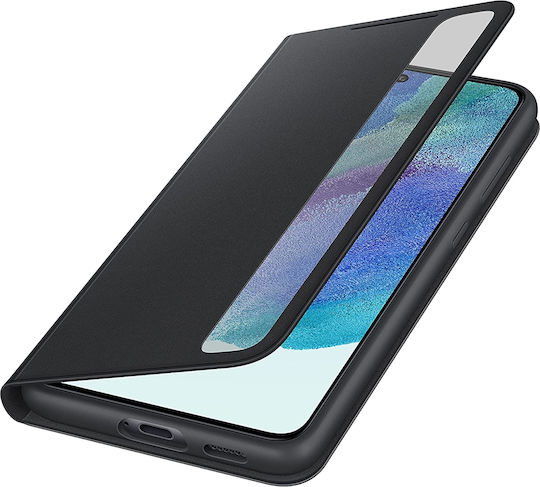 Samsung Clear View Cover Книга Текстилен Тъмен Сив Galaxy S21 FE 5G