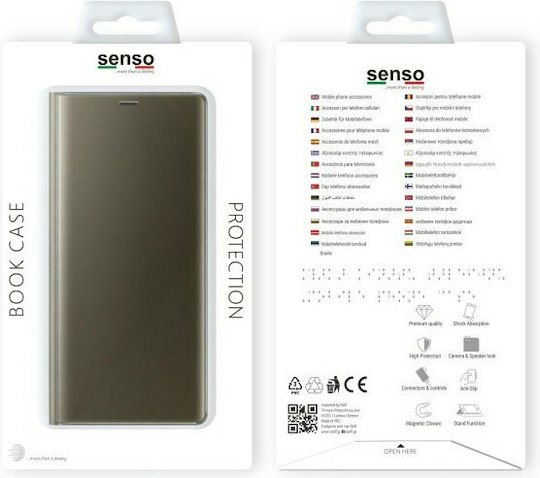 Senso Clear View Book Πλαστικό Χρυσό (Huawei P Smart 2019 / Honor 10 Lite)