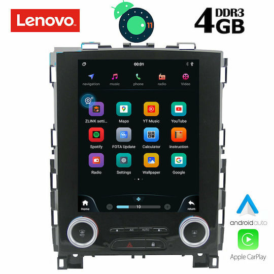 Lenovo Ηχοσύστημα Αυτοκινήτου για Renault Koleos / Megane 2016+ (Bluetooth/USB/AUX/WiFi/GPS/Apple-Carplay/Android-Auto/CD) με Οθόνη Αφής 9.7"