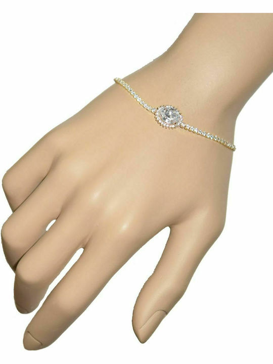 E-kosmimaroloi Damen Armband Rosette aus Gold 9K mit Zirkon