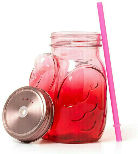 Legami Milano Flamingo Glas Cocktail/Trinken aus Glas in Rosa Farbe mit Strohhalm
