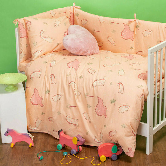Melinen Zoo Girl Cearșaf pentru bebeluși Pentru Cradle Bumbac Roz 85x110buc