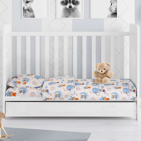Dimcol Reach the Stars Baby Bettlaken Für Krippe Baumwolle Angepasst Blau 70x140cm