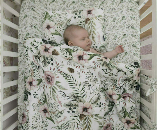 La Millou Blossom Forest Baby Bettlaken Für Krippe Baumwolle Angepasst Weiß 70x140cm