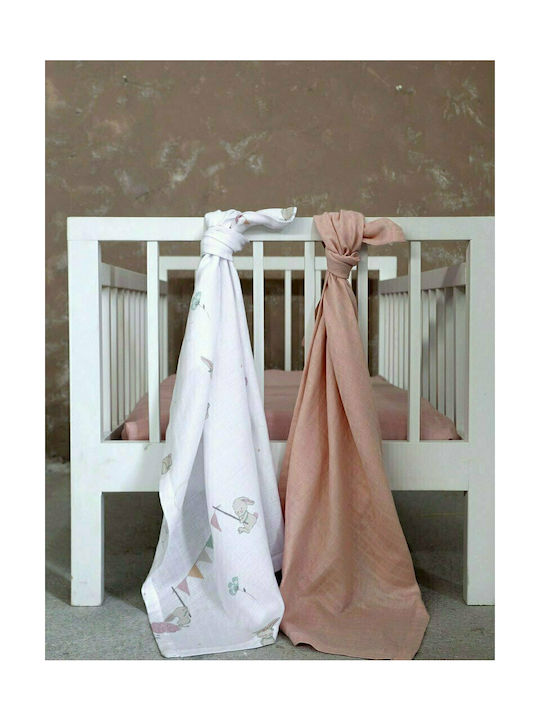 Nima Bunny Love Baby Sheets Set Crib Cotton Pink 120x170cm 3pcs