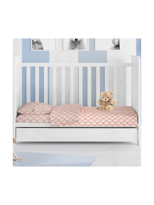Dimcol Windows Бебешки Чаршаф За Количка Памук Коралов 80x110бр