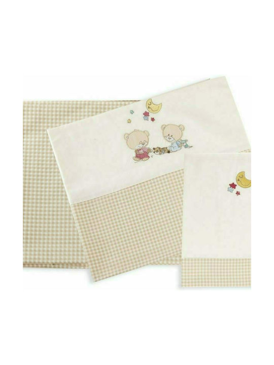 Dimcol Bears Baby Sheets Set Crib Cotton 22 Ecru / Beige 120x170cm 3pcs 1212614600802207