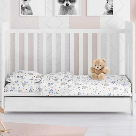 Dimcol Elephant Baby Sheet Crib Cotton Fitted Orange 70x140cm