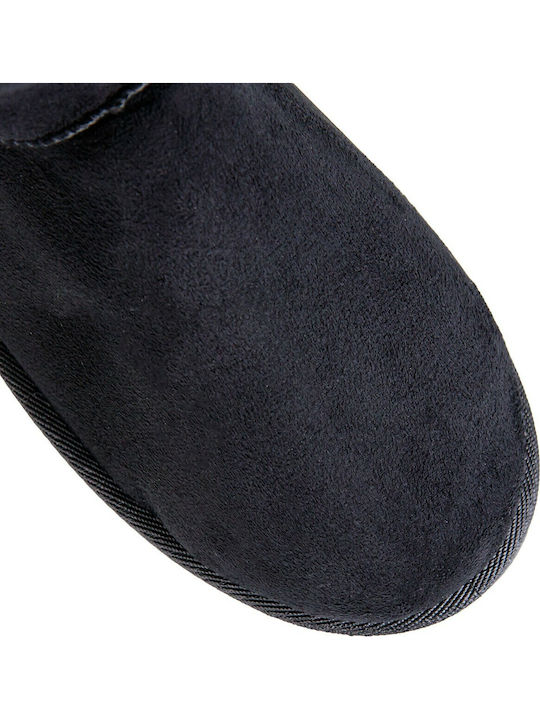 Wildleder Damenstiefel mit Pelz Schwarz