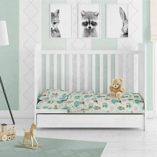 Dimcol Reach the Stars Baby Sheet Cradle Cotton Green 80x110cm
