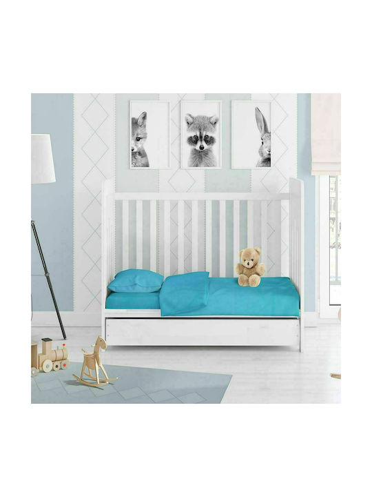 Dimcol Solid Baby Sheet Cradle Cotton Turquoise 80x110cm