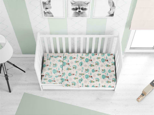 Dimcol Reach the Stars Baby Bettlaken Für Krippe Baumwolle Angepasst Grün 70x140cm