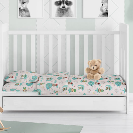 Dimcol Reach the Stars Baby Sheet Cradle Cotton Green 80x110cm
