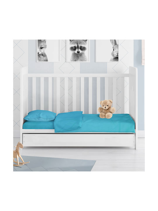 Dimcol Solid Baby Sheet Cradle Cotton Turquoise 80x110cm