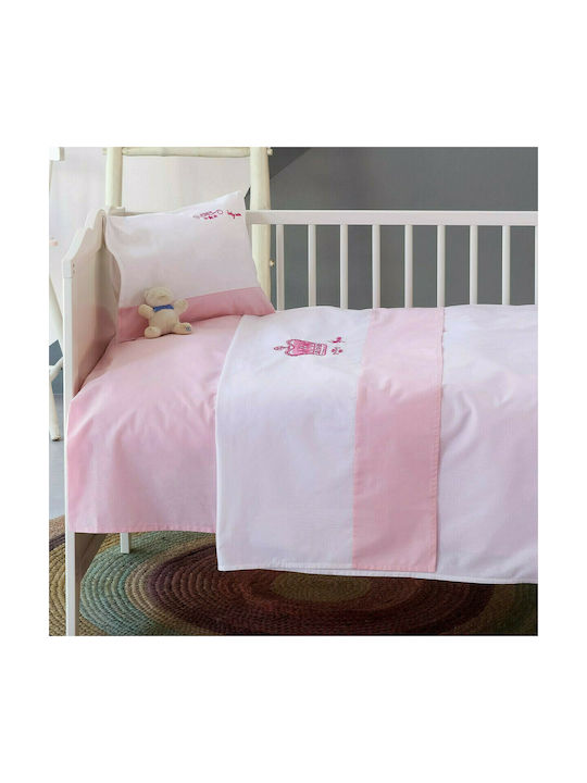 Makis Tselios Home Crown Set Baby Bettlaken Für Krippe Baumwolle Rosa 120x170cm 3Stück