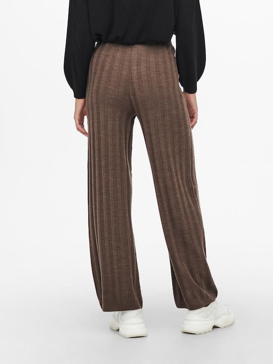 Femei Talie înaltă Din material textil Pantaloni cu elastic cu Croială Slim Cu dungi Castan Mel