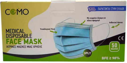 Como Surgical Mask single-use 3ply Type II BFE >98% Protective Mask Non-Reusable Type II Surgical Black 50pcs