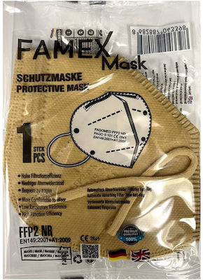 Famex Disposable Protective Mask FFP2 Particle Filtering Half NR Brown 1pcs