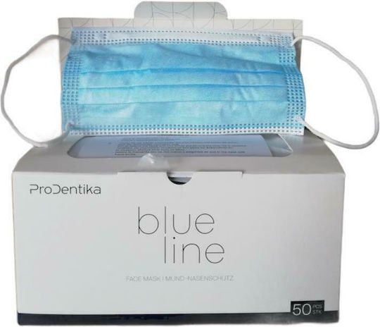 Prodentika Blue Line 3ply BFE ≥ 99% Type IIR Μάσκα Προστασίας Μιας Χρήσης Χειρουργική Τύπου IIR Γαλάζια 50τμχ