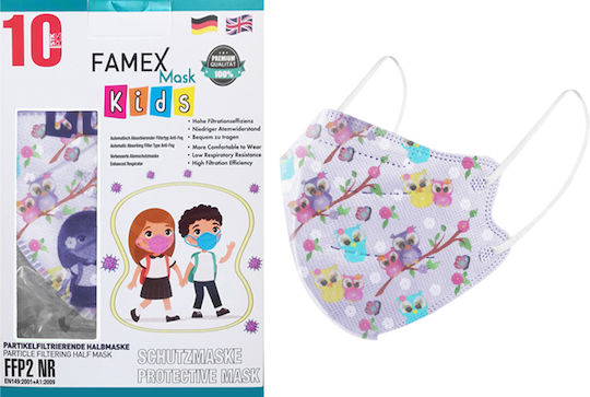 Famex Kids Mask FFP2 NR Protective Mask FFP2 Kids Owls 1pcs