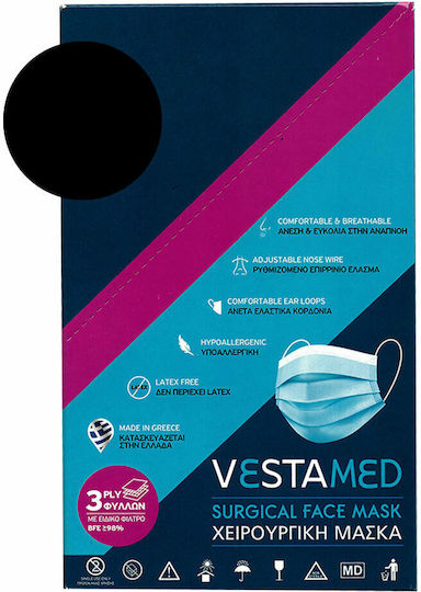 Vestamed Mască chirurgicală 3 straturi Type II EN 14683:2019 BFE >98% Mască de protecție De unică folosință Tipul II Chirurgical Gri 50buc