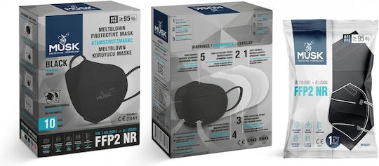 Musk Meltblown Protective Disposable Protective Mask FFP2 Black 10pcs