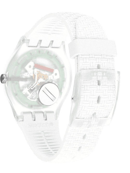 Swatch Bricablanc Damen Uhr mit Weiß Kautschukarmband