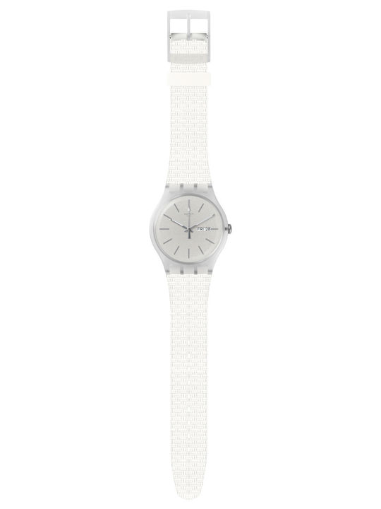 Swatch Bricablanc Ρολόι Μπαταρίας με Καουτσούκ Λουράκι Swatch Bricablanc Ρολόι Μπαταρίας με Καουτσούκ Λουράκι