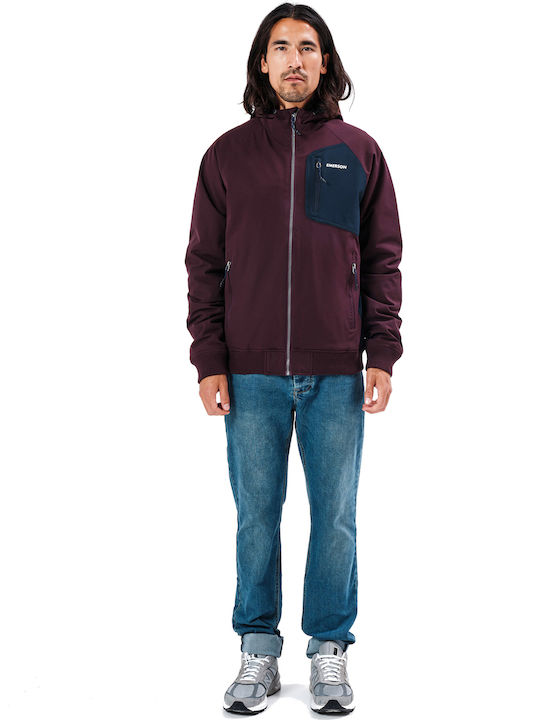 Winter Jacket Bomber Waterproof and Windproof Burgundy / Navy Blue