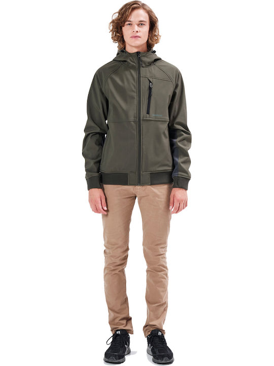 Winter Jacke Softshell Wasserdicht und Winddicht Army Green / Grey
