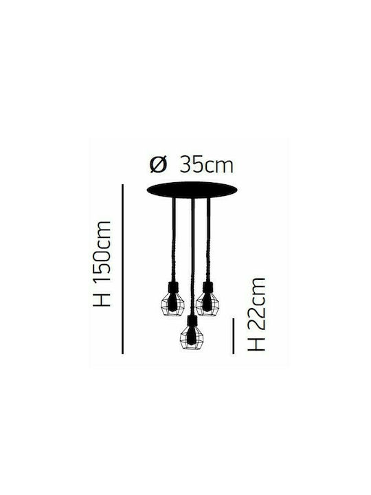 Home Lighting Pendant Light Suspension Grid for Socket E27 Black