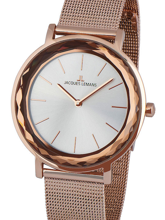 Jacques Lemans York Ρολόι Μπαταρίας με Μεταλλικό Μπρασελέ Jacques Lemans York Ρολόι Μπαταρίας με Μεταλλικό Μπρασελέ
