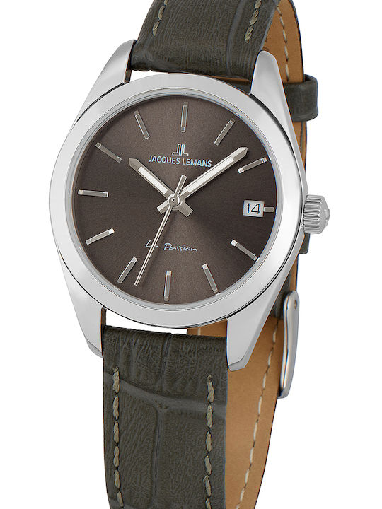 Jacques Lemans La Passion Γυναικείο Ρολόι 30mm Μπαταρίας με Γκρι Δερμάτινο Λουράκι