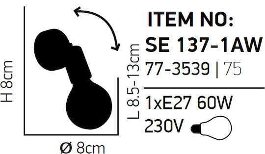 Home Lighting Einzel Spot mit Fassung E27 in Weiß Farbe