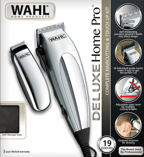 Wahl Professional Deluxe Home Pro Professional Set Hair Clipper Silver 79305-1316